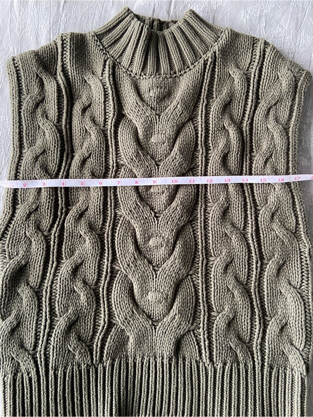 APRICOT Olive Cable Knit Sleeveless Crew Neck Sweater Vest - Picture 7 of 8